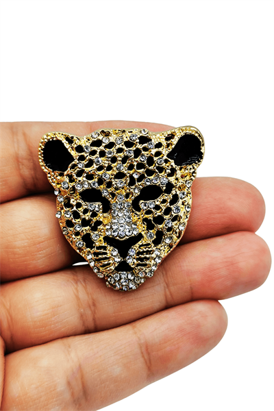 Kristal Taşlı Lüks Leopar Figürlü Broş