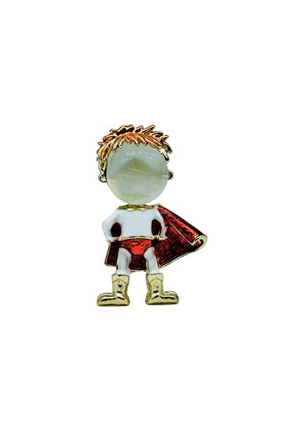 Küçük Kahraman Figürlü Işıltılı Retro Broş