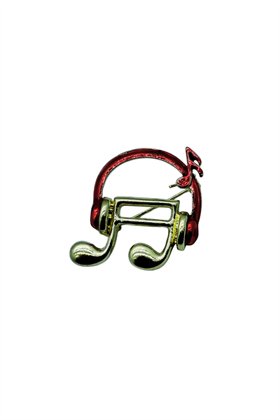 Müzik Notası ve Kulaklık Tasarımlı Özel Mine İşçiliği Broş