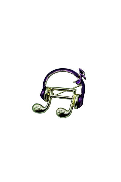 Müzik Notası ve Kulaklık Tasarımlı Özel Mine İşçiliği Broş