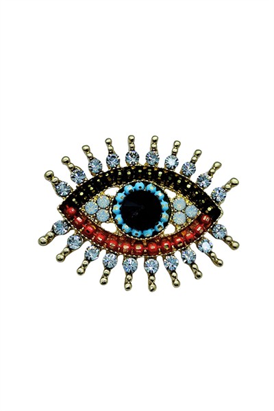 Nazar Göz Tasarımlı Kristal Taşlı Broş – Enerji Koruyucu Şık Aksesuar (Evil Eye Crystal Brooch)