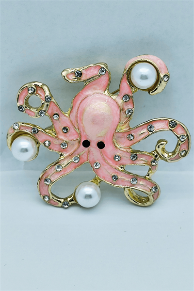 Ocean Pearl Ahtapot Tasarım Broş