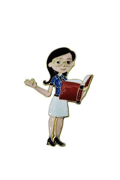 Öğretmen Karakterli Kitap Okuyan Broş – Sevimli Öğretmen Temalı Brooch