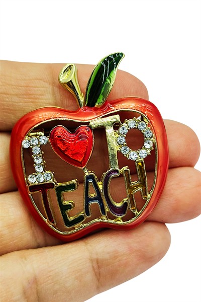 Öğretmenlere Özel I Love to Teach Elma Broş