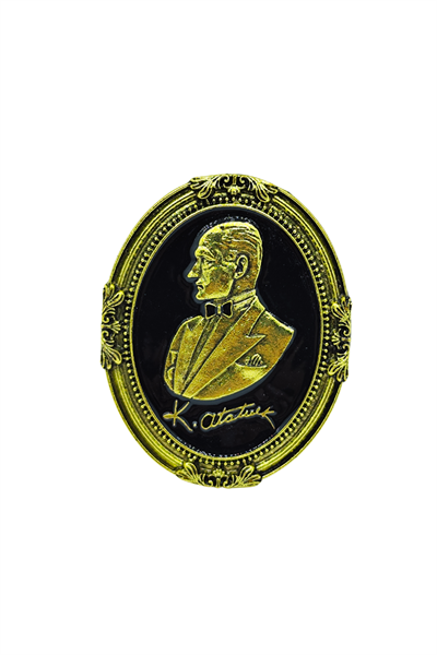 Oval Çerçeveli Antik Atatürk Portreli Broş - Cumhuriyete Gönül Verenlere Özel Hediye