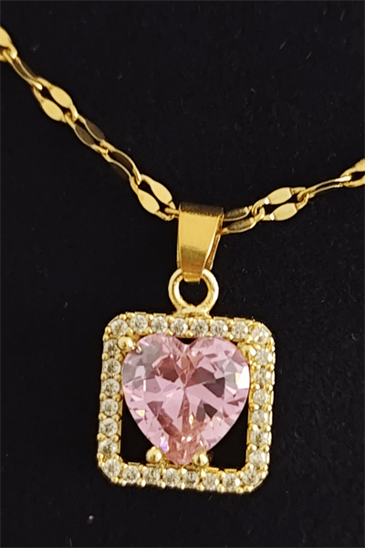 Rose Aura Işıltılı Kalp Taş Kolye