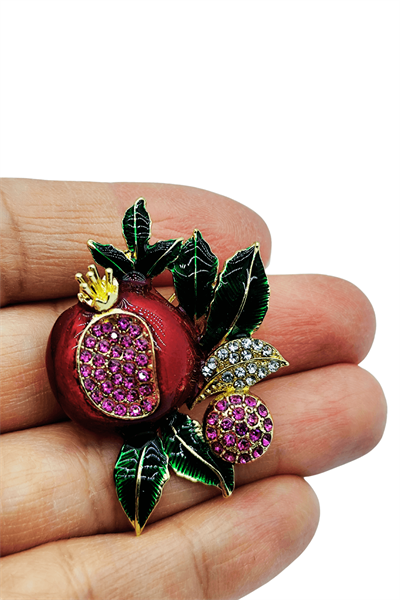 Royal Nar Figürlü Taşlı Gold Detaylı Broş