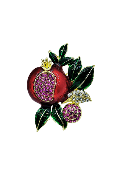 Royal Nar Figürlü Taşlı Gold Detaylı Broş