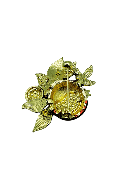 Royal Nar Figürlü Taşlı Gold Detaylı Broş
