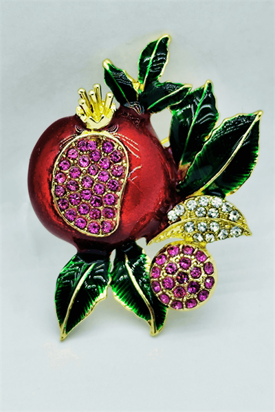 Royal Nar Figürlü Taşlı Gold Detaylı Broş