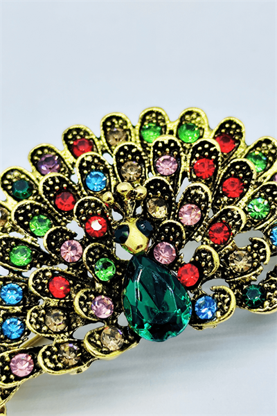 Royal Peacock Renkli Taşlı Zarif Tavus Kuşu Broş