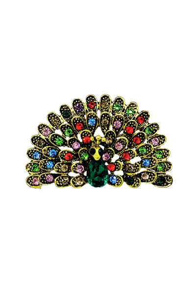 Royal Peacock Renkli Taşlı Zarif Tavus Kuşu Broş
