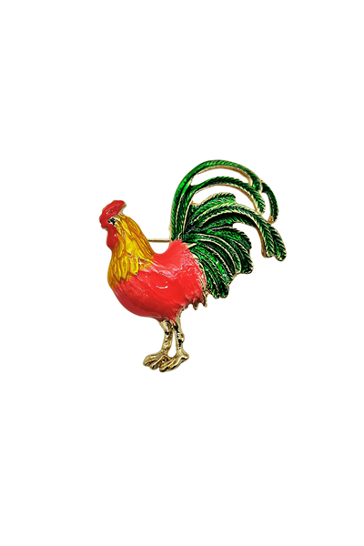 Royal Rooster Renkli Horoz Figürlü Dekoratif Broş