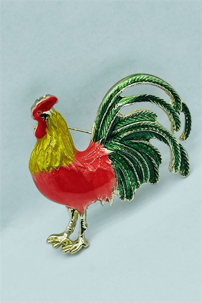 Royal Rooster Renkli Horoz Figürlü Dekoratif Broş
