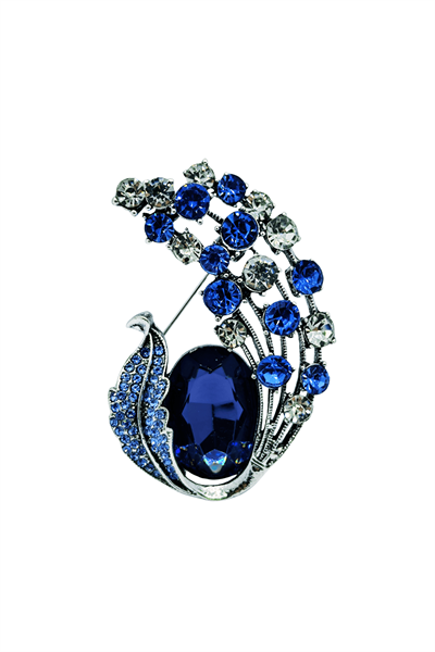 Royal Sapphire Taşlı Zarif Yaprak Broş