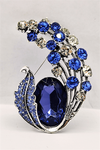 Royal Sapphire Taşlı Zarif Yaprak Broş