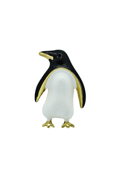 Sevimli Penguen Figürlü Gold Detaylı Broş
