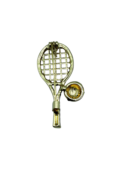 Taşlı Tenis Raketi ve Top Gold Broş