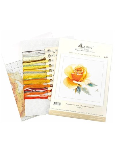 Alisa Cross Stitch Kit 2-52 - Watercolor Roses. Yellow Elegant