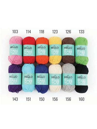Hello Easy Yarn Set 12 x 25 g Assortment – Cotton-Acrylic Punch Needle and Amigurumi Yarn