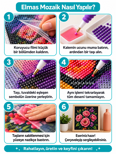 Hobby Mood Elmas Mozaik Tablo Kiti - Ayçiçeği Tarlasında Yıldızlı Gece (30x40 cm) - GD90862
