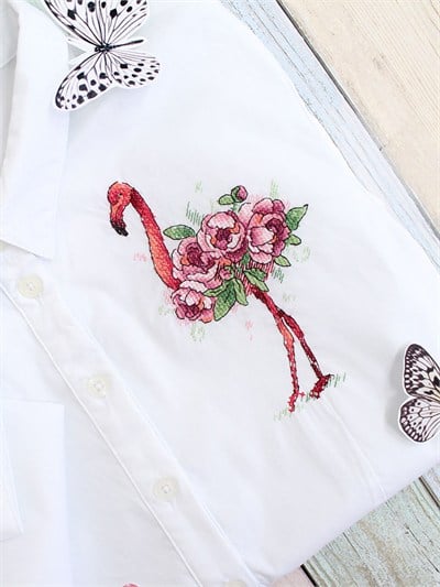 MP Studia Flamingo Water Soluble Cross Stitch Kit (Canvas, Threads & Chart Included) - B-254