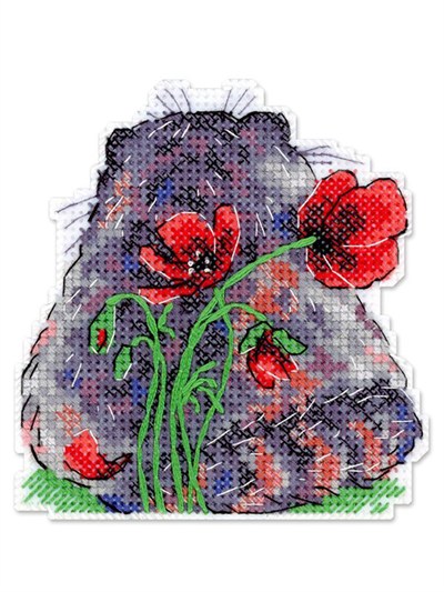 MP Studia Poppy Lover Plastic Canvas Cross Stitch Kit (Plastic Canvas, Threads & Chart Included) - P-1351