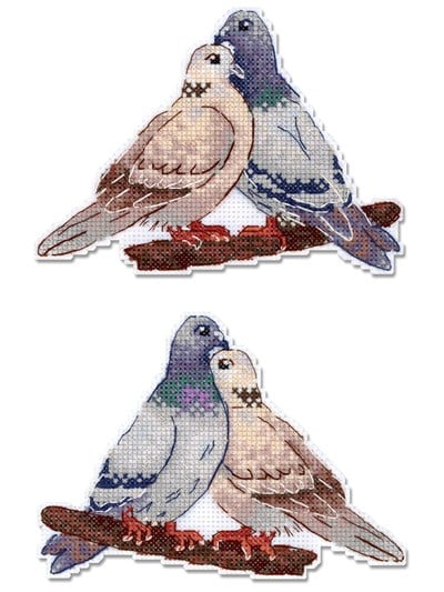 MP Studia Dove and Turtledove Plastic Canvas Cross Stitch Kit (Plastic Canvas, Threads & Chart Included) - P-1338
