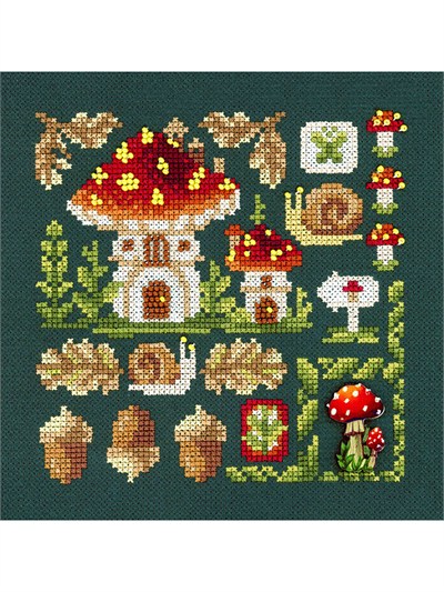 MP Studia Mini Sampler: Mantar Evi Kanaviçe Kiti (Etamin, İplik ve Şema Dahil) - HB-944