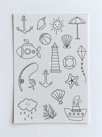 Water Soluble Adhesive Interfacing - Sea Lighthouse & Fishing