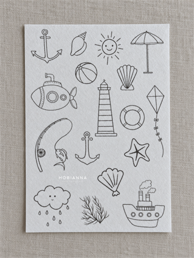 Water Soluble Adhesive Interfacing - Sea Lighthouse & Fishing