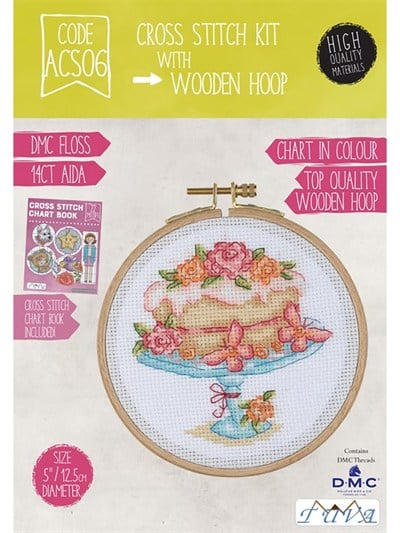 Tuva Wooden with Hoop Cross Stitch Kit 12,5cm - ACS06