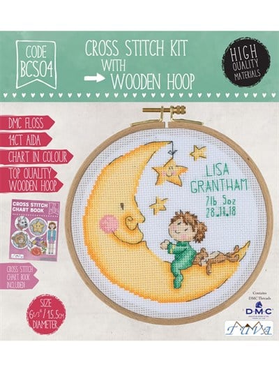 Tuva Wooden with Hoop Cross Stitch Kit 15,5cm - BCS04