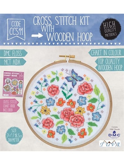 Набор для вышивания крестом с деревянными пяльцами Tuva 18,5 см - CCS11