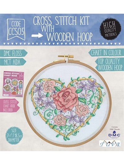 Tuva Wooden with Hoop Cross Stitch Kit 18,5cm - CCS05
