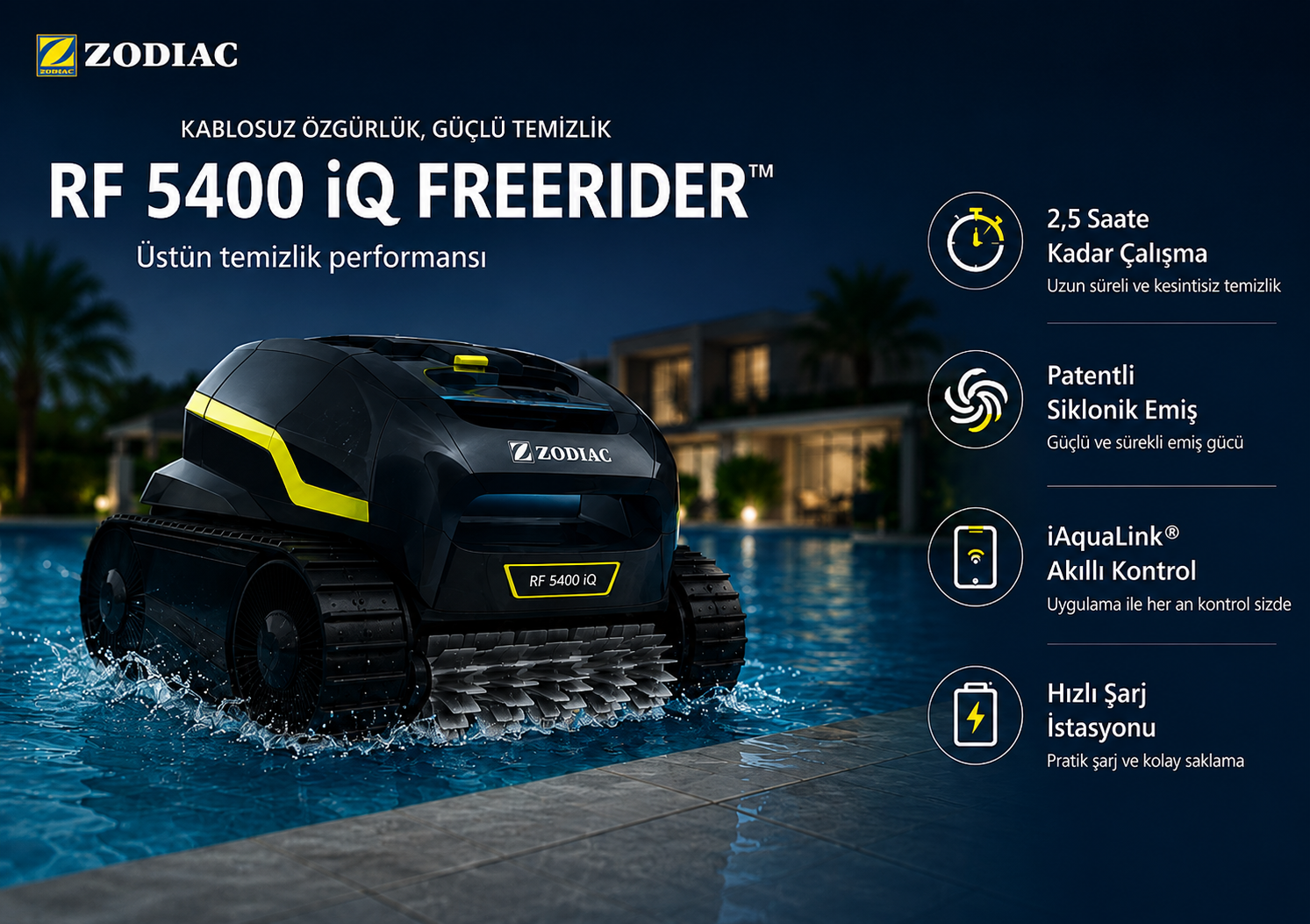 Zodiac RF 5400 iQ Freerider kablosuz havuz robotu