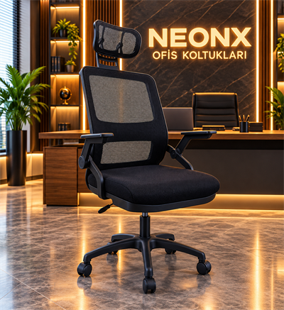 Neonx|Diloş Başlıklı Plastik Ayaklı Oynar Kollu Çalışma Sandalyesi