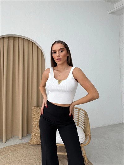 AKSESUAR DETAY TRİKO ATLET BEYAZ