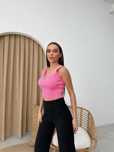 AKSESUAR DETAY TRİKO ATLET PEMBE