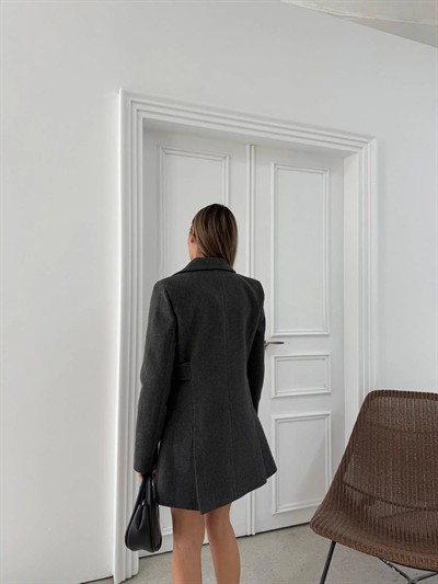 BEL KEMER DETAY İÇ ASTARLI KAŞE KABAN ANTRASİT