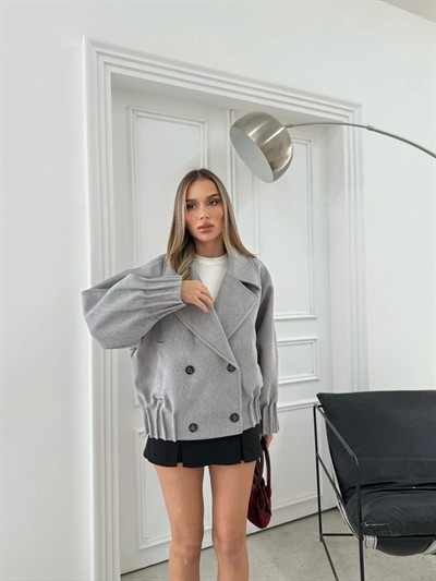 BEL VE KOL DİKİŞ DETAY İÇ ASTARLI KAŞE KABAN GRİ 2067