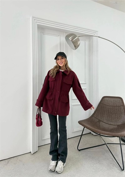 CEPLİ OMUZ APOLET DETAY İÇ ASTARLI KAŞE KABAN BORDO