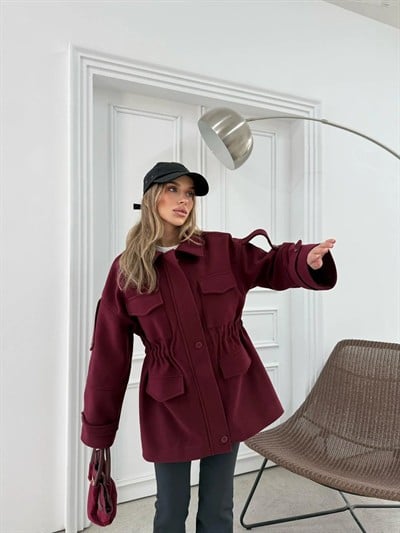 CEPLİ OMUZ APOLET DETAY İÇ ASTARLI KAŞE KABAN BORDO