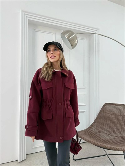 CEPLİ OMUZ APOLET DETAY İÇ ASTARLI KAŞE KABAN BORDO