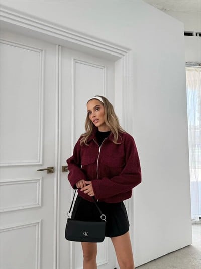 ÇİFT CEP BUKLET KISA CEKET BORDO