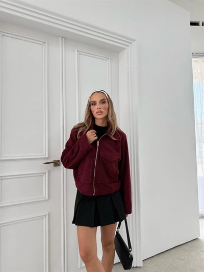 ÇİFT CEP BUKLET KISA CEKET BORDO