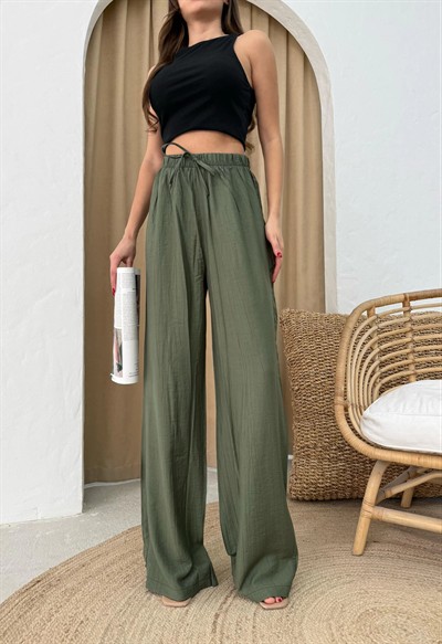 ÇİLEK PALAZZO PANTOLON HAKİ