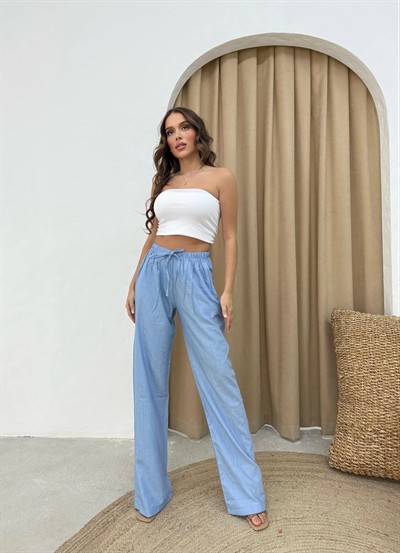ÇİLEK PALAZZO PANTOLON MAVİ