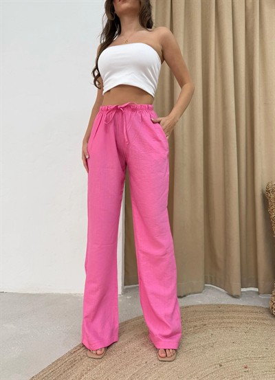 ÇİLEK PALAZZO PANTOLON PEMBE