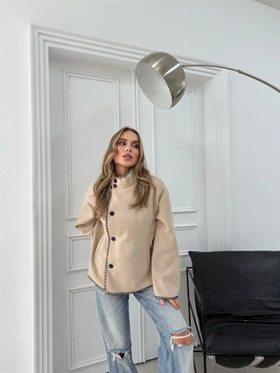 ÇOBAN DİKİŞ DETAY KAŞE MONT KREM